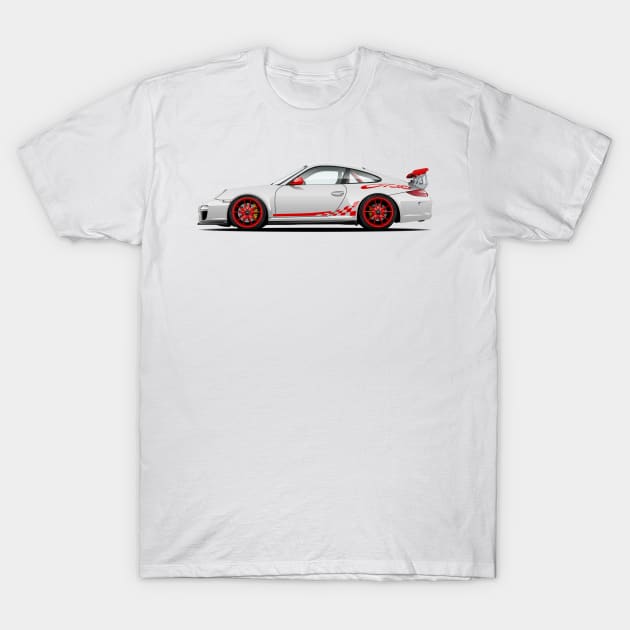 White and Red GT T-Shirt by icemanmsc